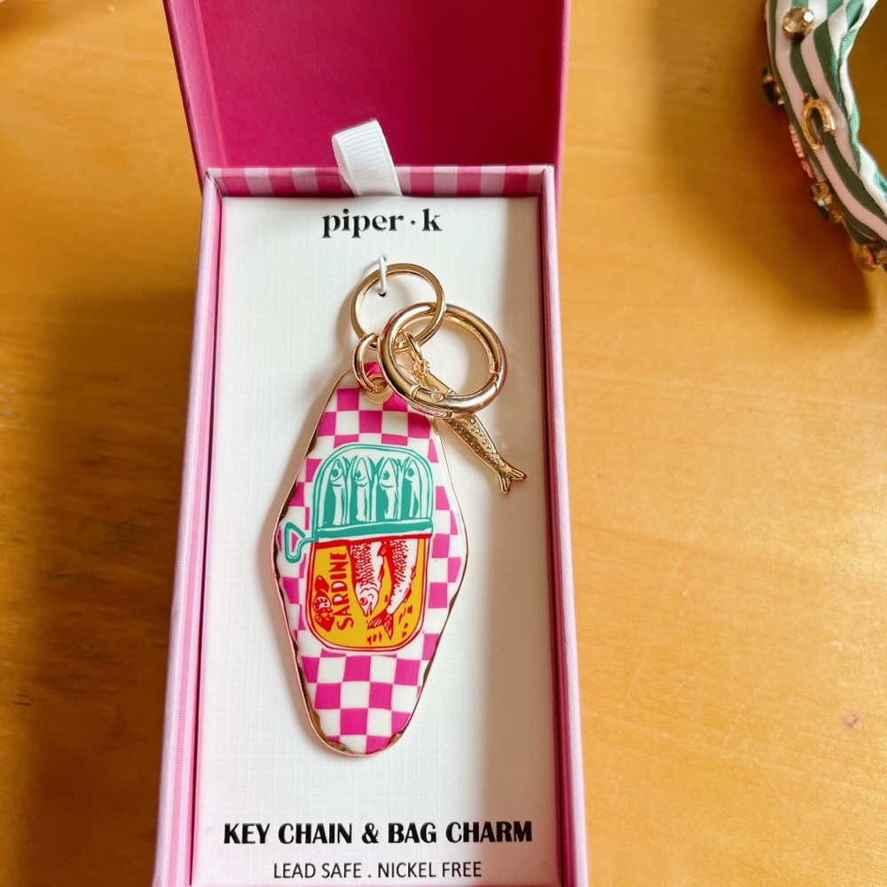 Piper K Pink sardine VIRAL Key Chain & Bag Charm